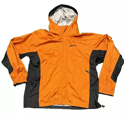 Marmot Men's Waterproof Hooded Rain Jacket Full Zip Orange Size XL • $39.95