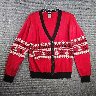 STAR WARS Red Holiday Christmas Button Up Sweater Cardigan Darth Vader Large • $15.99