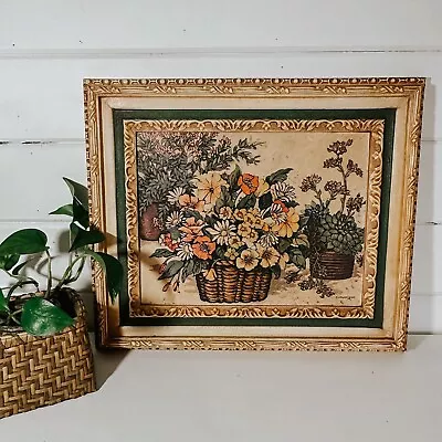Vintage Floral Mid Century Wall Hanging | Gallery Wall • $34