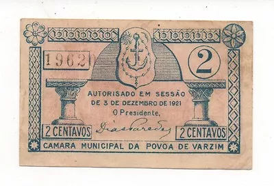 Portugal Notgeld Emergency Money Povoa Varzim 2 Centavos Look Scans • $30