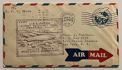 1932 Zeppelin Uss Akron Coast To Coast Trip Carrying Mail Cover Left Lakehurst • $113.09