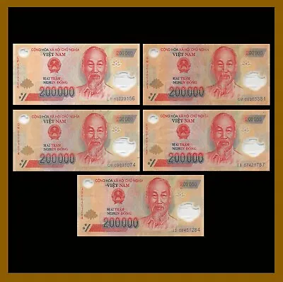 Vietnam 200000 200000 (1 Million) Dong X 5 Pcs 2010-2021 VND Banknote Unc • $64.99