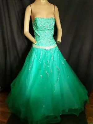 Turquoise Blue Full Beaded Strapless Pageant Prom  Party Time  Dress 32  Bust • $59.99