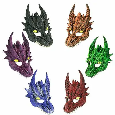 Adult Dragon Mask Halloween Fantasy Game Of Thrones Costume Accessory Red Black • $5.95