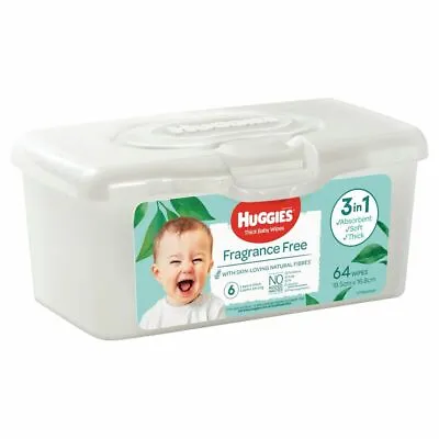 $6.49 • Buy Huggies Baby Wipes - Fragrance Free - With Storage Tub - 64 Pack