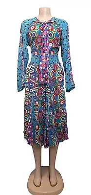 Vintage 80s Diane Freis Maxi Dress/ Blouson Boho M/L • $99