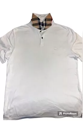 Burberry Vintage White Polo Shirt Mens Size XL  • $55