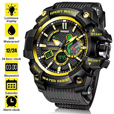 Waterproof Men Digital Military Sports Watch Tactical LED Backlight Wristwatch • $15.48