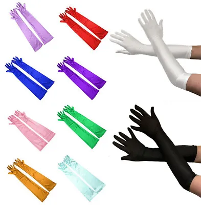 Ladies Long Satin Formal Gloves Princess Party Opera Evening Prom Fancy Dress • £3.95