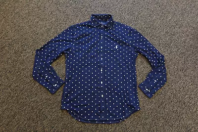 New Polo Ralph Lauren Men's Knit Dress Shirt MEDIUM - Navy Blue Polka Dots • $16.50