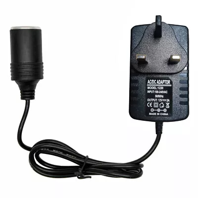 UK Plug 220/230V/240V To 12V Mains Power Adapter To Car Cigarette Lighter Socket • £7.29