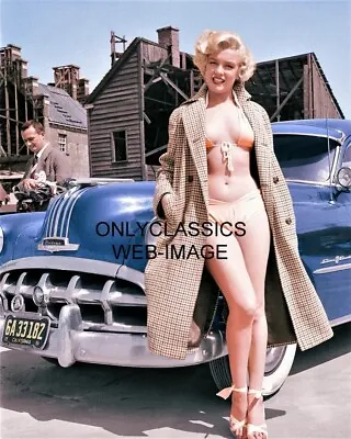 1951 Sexy Marilyn Monroe Bikini Swimsuit By Pontiac Car 8x10 Color Photo Pinup • $14.41