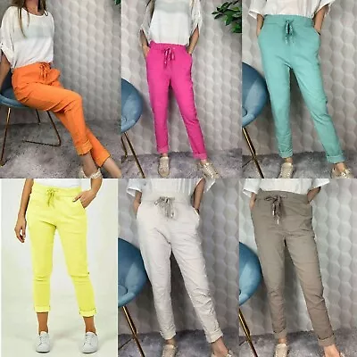 Ladies Italian Magic Casual Stretch JoggerTrousers Summerfashion Chicks Workware • £9.99