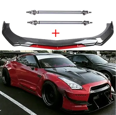 Front Bumper Lip Splitter Spoiler + Strut Rods For Nissan Skyline GTR R32 33 35 • $109.28