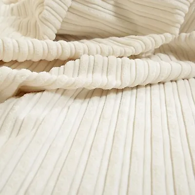 £13.99 • Buy New Soft Thick Jumbo Cord Upholstery Fabric Material Milky Cream White FR Fabric