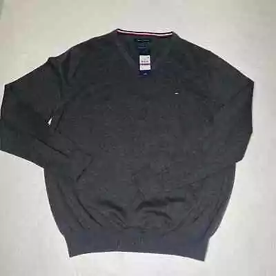 Tommy Hilfiger Charcoal Gray V Neck Premium Cotton Sweater Size XXL NWT • $27