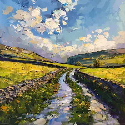 Yorkshire Dales Oil Painting Countryside Art Canvas Wall Picture Print Colourful • £89.99