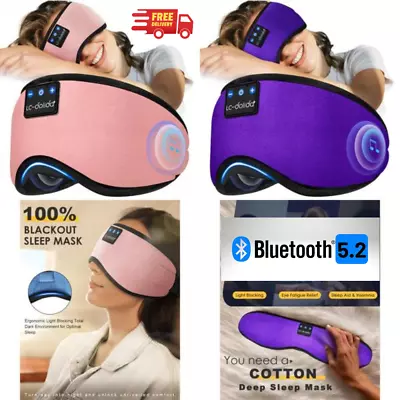 Wireless Bluetooth 5.2 Headband Sleeping Eye Mask Headphones Headset Travel • £7.97