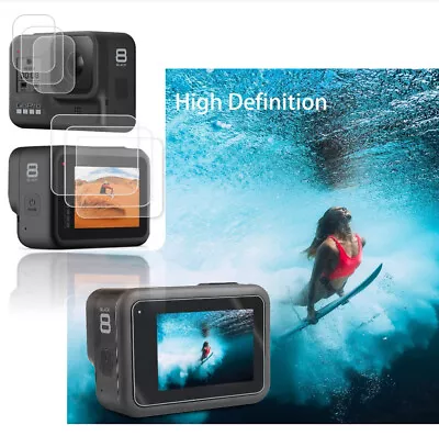 [6 Pcs] Screen Protector For GoPro Hero 8 Black 3 Front Camera 3 Back Glass Lens • $37.19