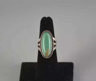Vintage Old Pawn Navajo Sterling Silver Ring - Green Turquoise - Sz 6 • $95