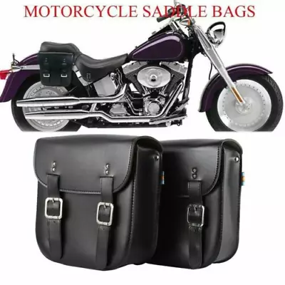 Motorcycle PU Leather Saddle Bags For Yamaha V-Star XVS 250 650 950 1100 1300 US • $61.01