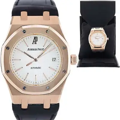 MINT Audemars Piguet AP Royal Oak Rose Gold 15300 39mm White Dial Leather Watch • $26992.13