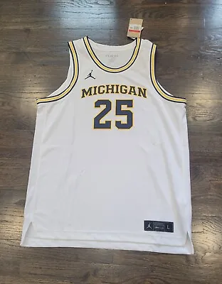 Nike Jordan Michigan Wolverines White #25 Men's Basketball Jersey L CD3152-101 • $49.99