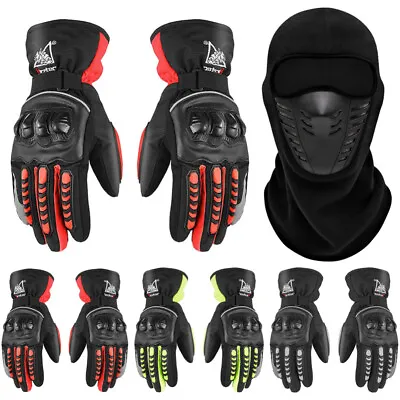 Winter Motorcycle Gloves Cold Weather Warm Full Finger Gloves + Fleece Balaclava • $21.99