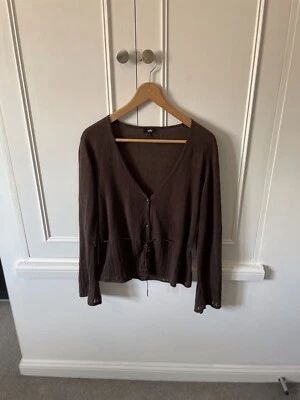 £14.99 • Buy Per Una Linen Cardigan Brown Size L 14 Long Sleeve All Seasons