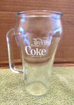 VINTAGE ENJOY COKE COCA-COLACLEAR GLASS W/HANDLE LIBBEY CANADA MUG  14 Oz. • $15