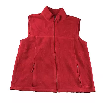 LL Bean Vest Mens Large Red Fleece Full Zip Pockets Lightweight Jacket • $28.20