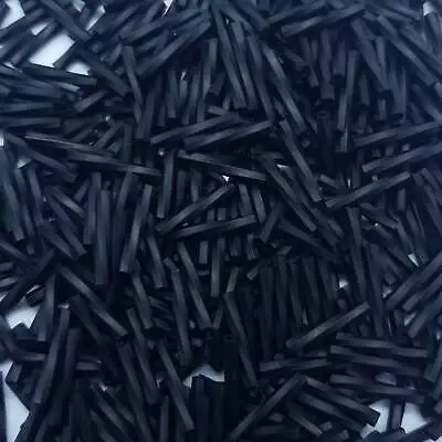 12 X 2mm Matte Black Twisted Glass Bugle Beads Miyuki TW401F 25gm ~420 Beads • $3.49