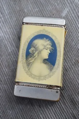 Antique Celluloid Advertising Match Safe  Logan Johnson Preserves • $149.99