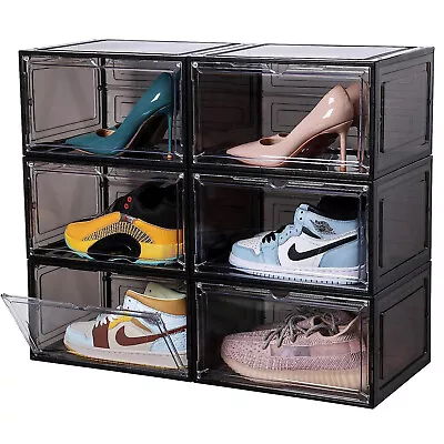 Magnetic Shoe Storage Box Drop Side/Front Sneaker Case Stackable Container XL • $16.21