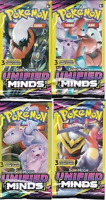 $10.99 • Buy  Pokemon Sun & Moon Unified Minds Trading Cards ~ 3 Cards Per Pack (Set Of 4) 