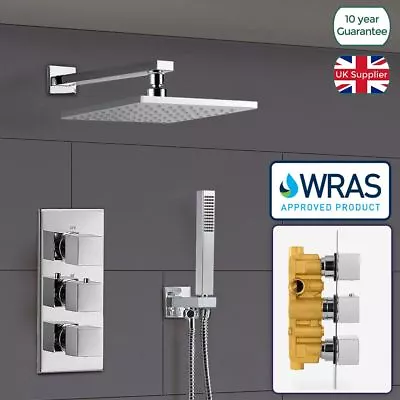 Rose 2 Way Square Concealed Thermostatic Mixer Valve Hand Held Shower Head • £149.99