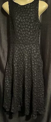 Vintage David Lawrence Black Flower Dress Knee Length 1990s Size 10 Professional • $17