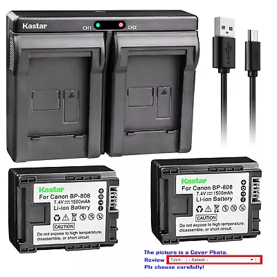 Kastar Battery Dual Charger For Canon BP-808 CG-800 & Canon FS10 FS11 Camcorder • $25.99