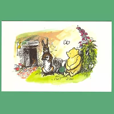 POSTCARD - Rabbit & Piglet Sit In The Garden With Pooh Outside His Front Door • £0.99