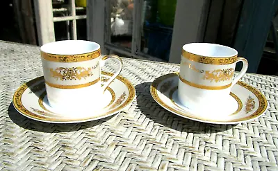 Vtg Mcs Porzellanfabrik German Tiger Yedi Demitasse Cups Saucers Set Of 2 • $29.99