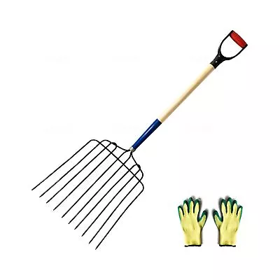 Mulch Bedding Fork 10-Tine Manure Pitchfork Ensilage Forks With Heavy Duty ... • $98.72