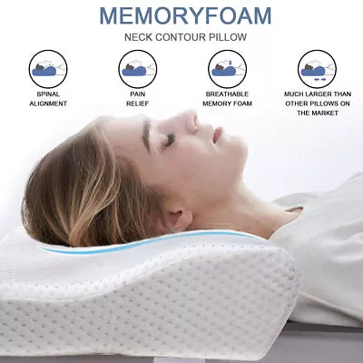 Memory Foam Pillow Contour Neck Back Support Orthopaedic Firm Head Pillows Gift • £11.55