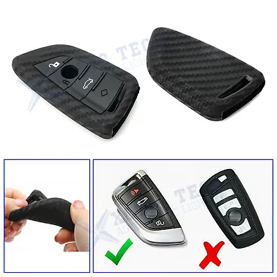 Carbon Fiber Soft Silicone Key Fob Cover Case For BMW 5 7 Series X1 X4 X5 X6 X7 • $9.99