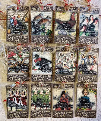 Vintage Style 12 Days Of Christmas Gift Tags~12 Piece Set~Ornaments~Journal~643R • $6.29