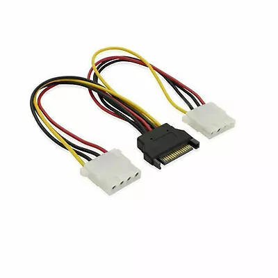 20cm Dual IDE Molex Female To SATA Power Y Splitter Cable For Hard Drive HDD DVD • £2.98