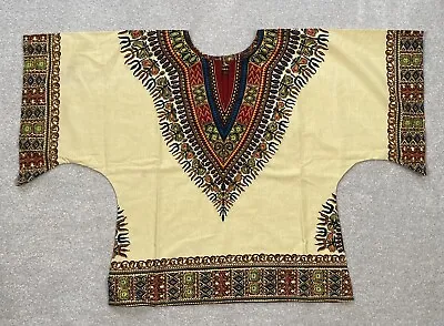 VTG African Dashiki Hippie Boho Shirt Colorful Kaftan Style Shirt Top Women • £6.49