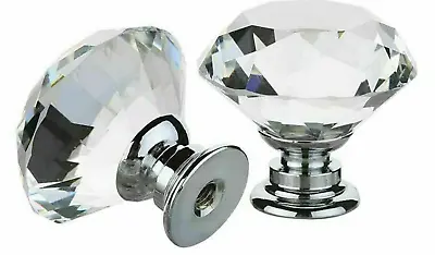 £2.95 • Buy 1x CRYSTAL DIAMOND GLASS DOOR KNOB DRAWER CABINET CUPBOARD HANDLE CLEAR WARDROBE