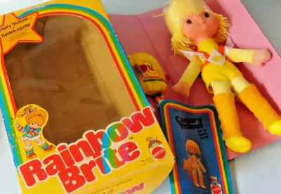 Rare 1983 MATTEL Rainbow Brite Canary Yellow & Spark Sprite Doll Figures In Box • £29.99