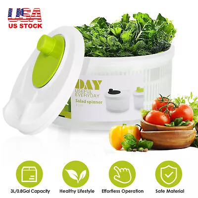 0.8Gal Capacity Salad Spinner Fruit Vegetable Leaf Lettuce Dryer Drainer Basket • $21.26