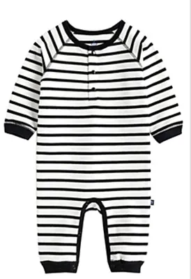 $6.99 • Buy Soft Cotton French Terry Jumpsuit, Striped, NEW